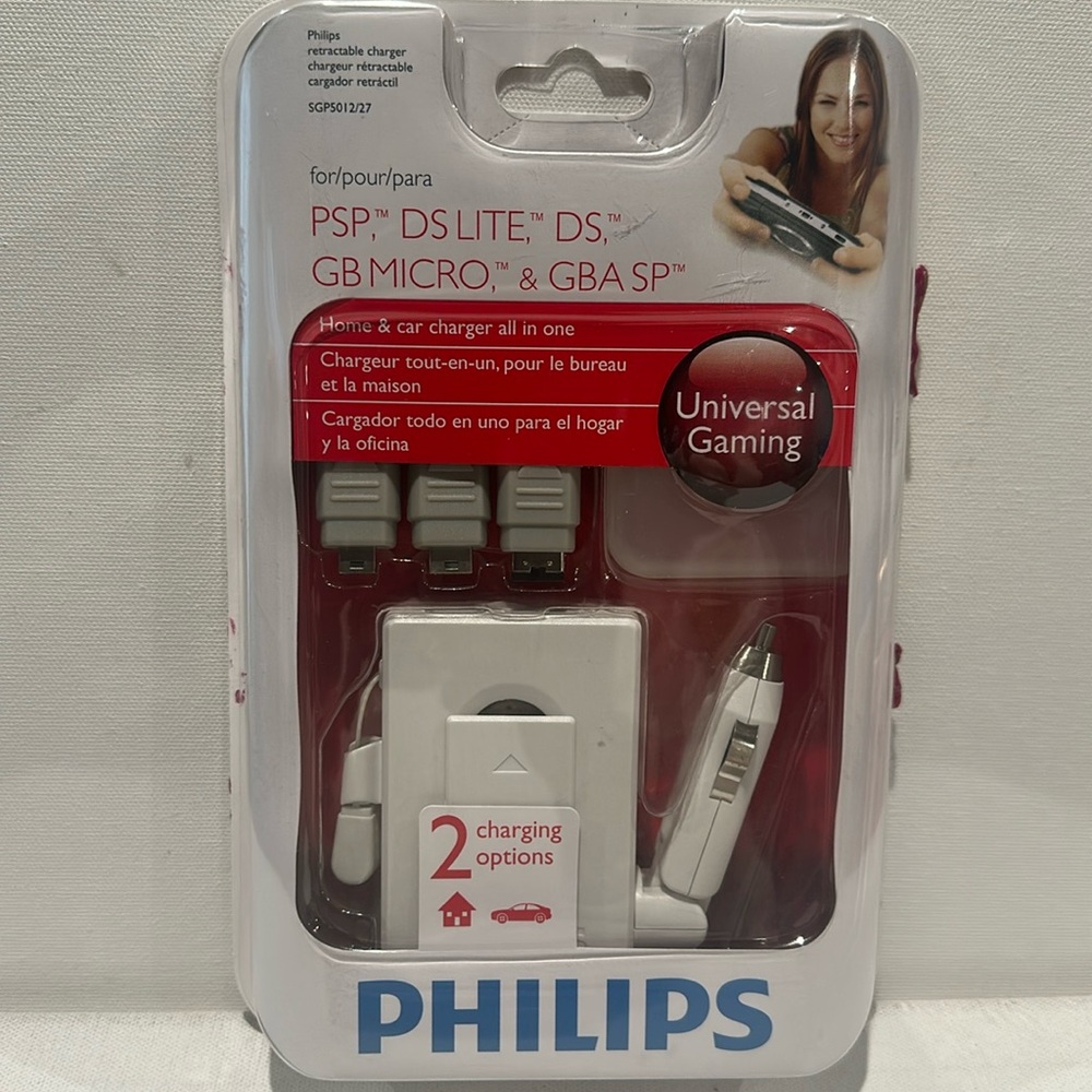 NIB PHILIPS Retractable Chargers for PSP, DS Lite, DS, GB Micro & GBA SP.